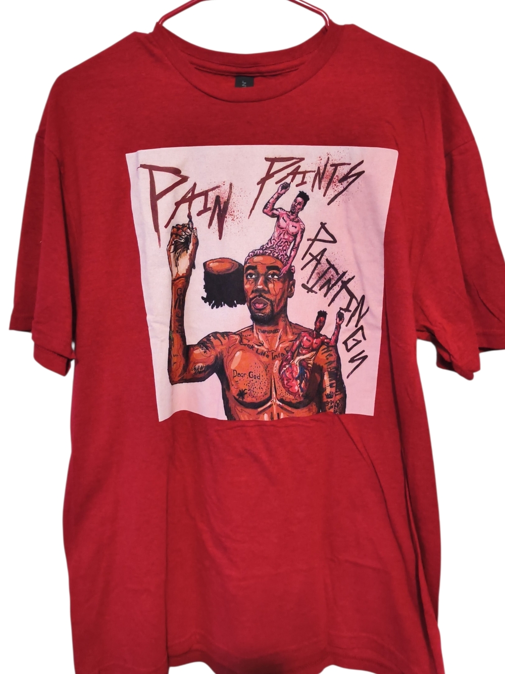 NWOT DAX Red PAIN IS PAINTING Graphic Men's T-Shirt Size Large